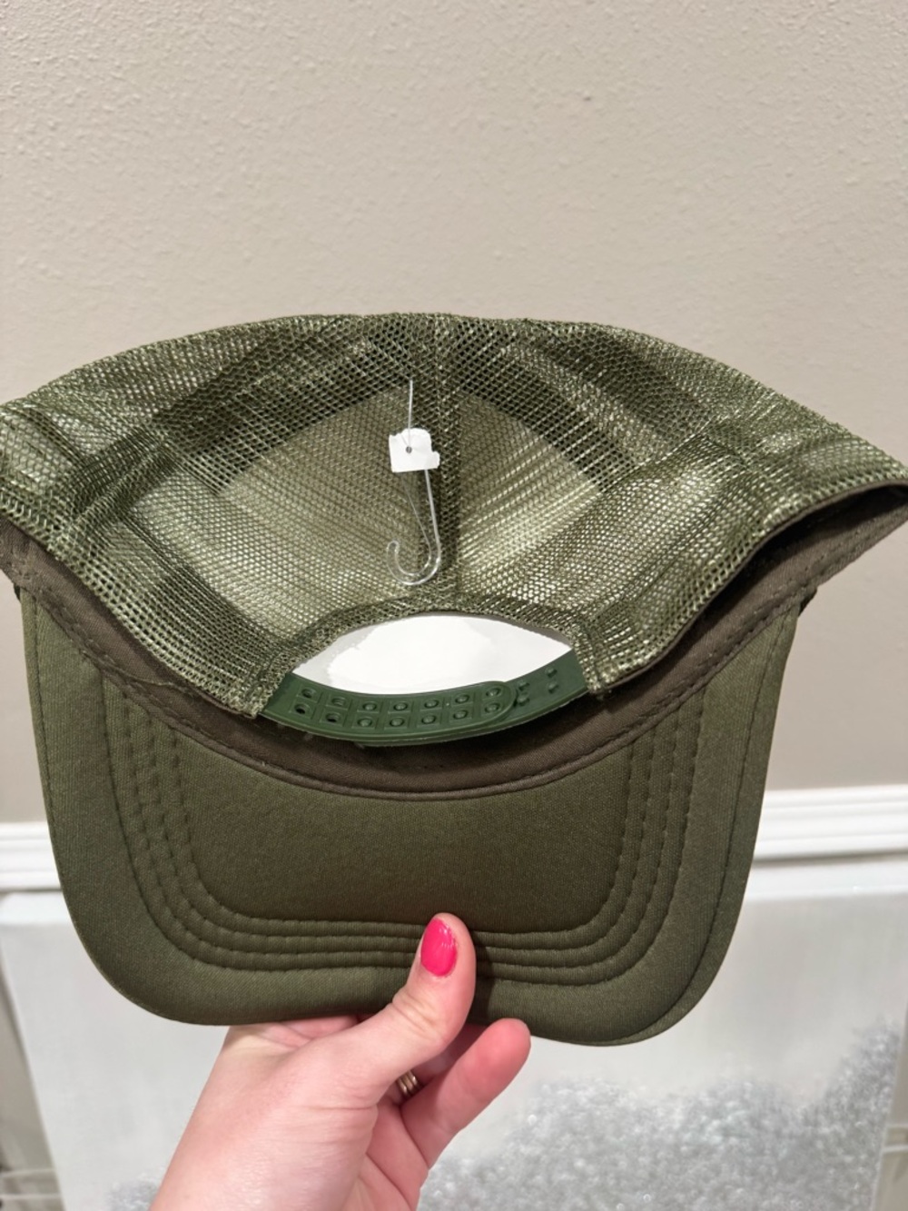 Olive Trucker Cap with Pink "Long Live Cowgirls" Embroidery - Picture 2 of 3